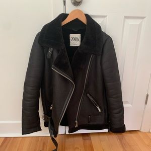 zara faux shearling moro jacket medium